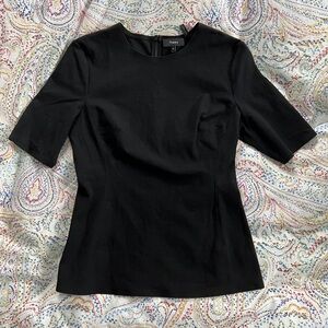 Theory cotton ponte short-sleeve fitted top